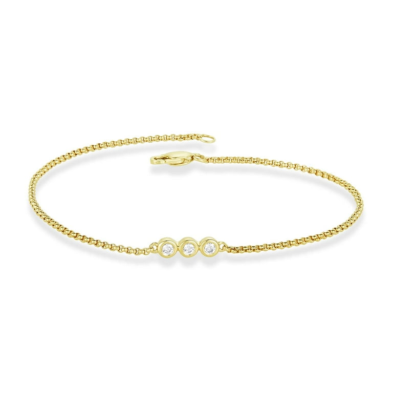 Dainty Solid Gold Diamond Bracelet Chain