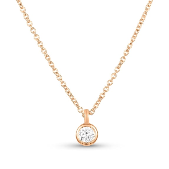 London Fine Jewelry 0.20 CTTW Natural Diamond Dainty Solitaire Bezel Necklace Prong Setting on 18" Extendable 14K Gold Chain (H Color, SI1-SI2 Clarity)