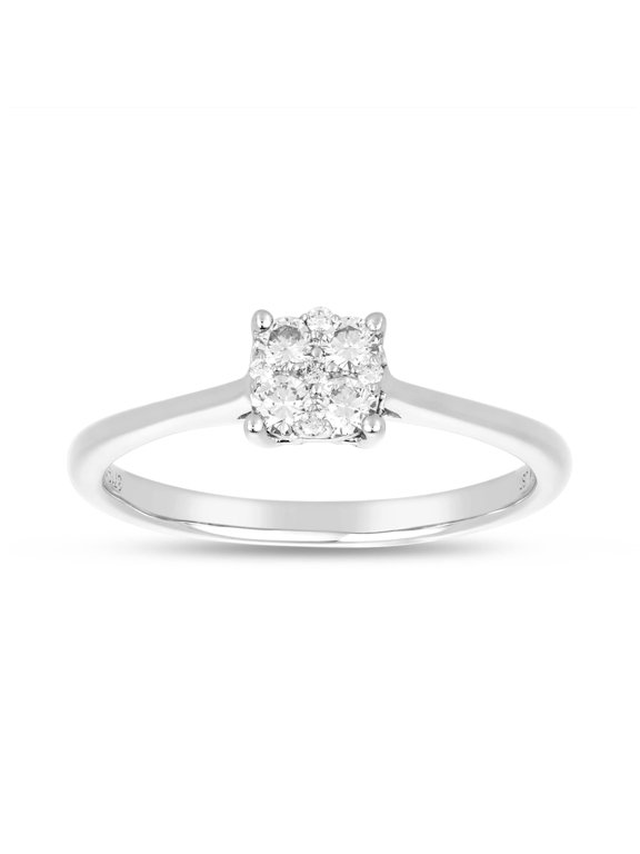 0.27 Carat Solitaire Cluster Diamond Ring, Engagement Rings for Women, Wedding Rings for Women, Anniversary Bands for Women on Solid 14K Gold (H-I Color, VS-SI Clarity)