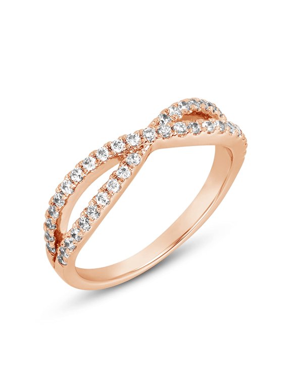 0.37 CTTW Natural Diamond Half Eternity Infinity Ring for Women, Dainty Statement Rings, Diamond Wedding Jewelry, Solid 14K Gold (H Color, SI1-SI2 Clarity)