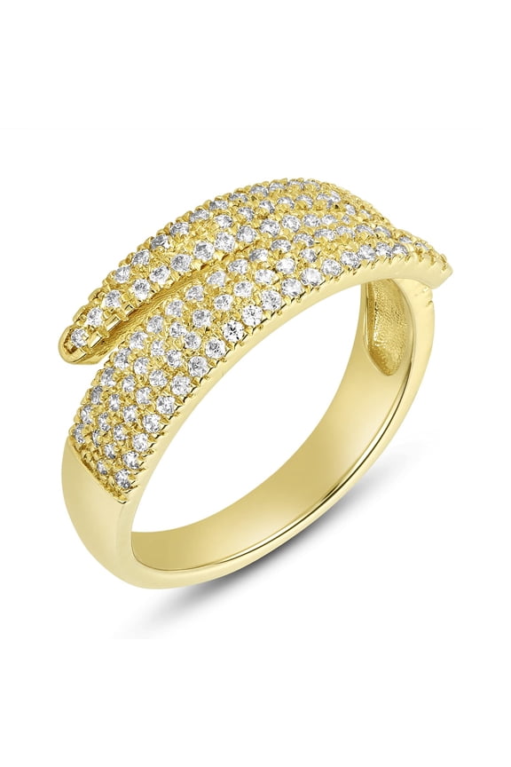 0.37 Carat Diamond Claw Cuff Ring, Diamond Stacking Ring, Statement Jewelry, Dainty Diamond Cluster Ring for Women on Solid 14K Gold (H Color, SI1-SI2 Clarity)