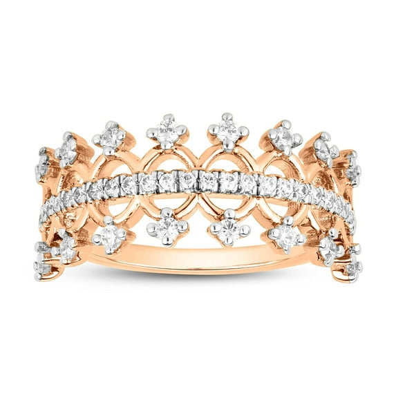 London Fine Jewelry 0.43 CTTW Diamond Crown Ring, Engagement Rings, Wedding Rings for Women, Promise Rings for Women on Solid 14K Gold (H Color, SI1-SI2 Clarity)
