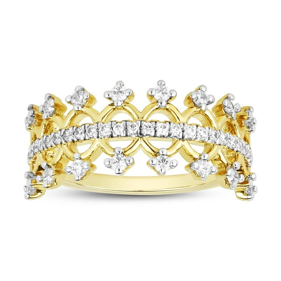 London Fine Jewelry 0.43 CTTW Diamond Crown Ring, Engagement Rings, Wedding Rings for Women, Promise Rings for Women on Solid 14K Gold (H Color, SI1-SI2 Clarity)
