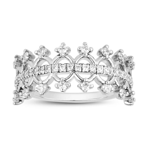 London Fine Jewelry 0.43 CTTW Diamond Crown Ring, Engagement Rings, Wedding Rings for Women, Promise Rings for Women on Solid 14K Gold (H Color, SI1-SI2 Clarity)