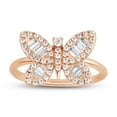 thumbnail image 1 of London Fine Jewelry 1/2 Carat Baguette Diamond Butterfly Ring, Statement Ring, Dainty Butterfly Jewelry for Women, Diamond Wedding Jewelry on Solid 14K Gold (H Color, SI1-SI2 Clarity), Rose Gold, 1 of 5