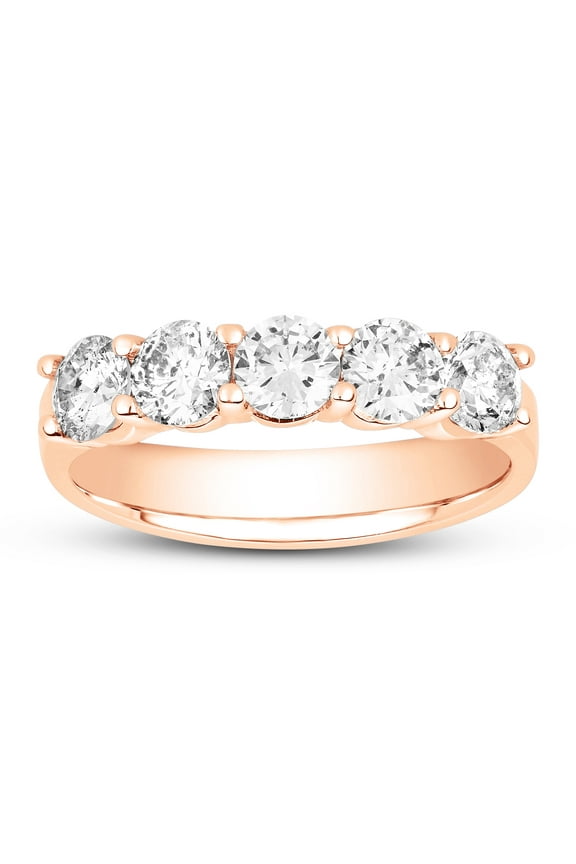 Diamond 5 Stone Anniversary Rings for Women on Solid 14K Gold