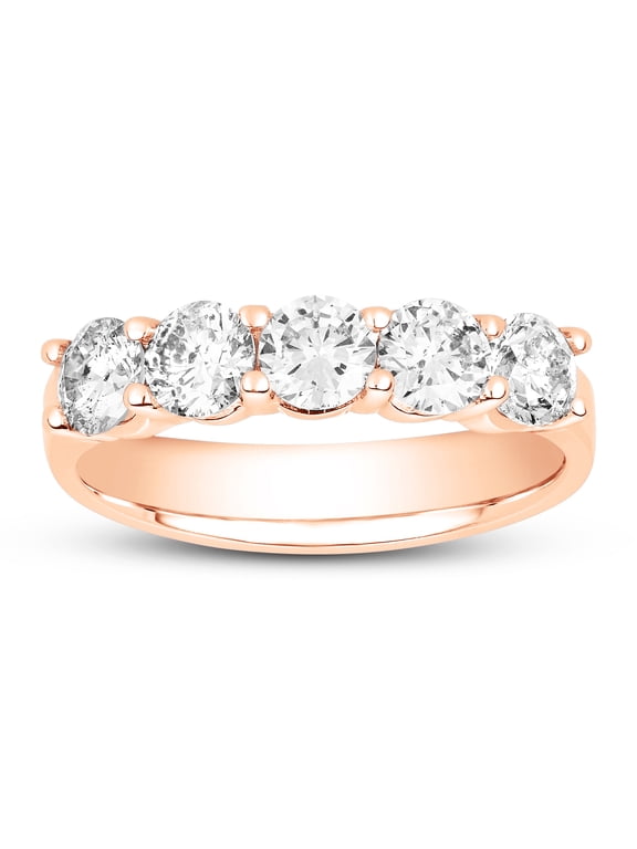 Diamond 5 Stone Anniversary Rings for Women on Solid 14K Gold