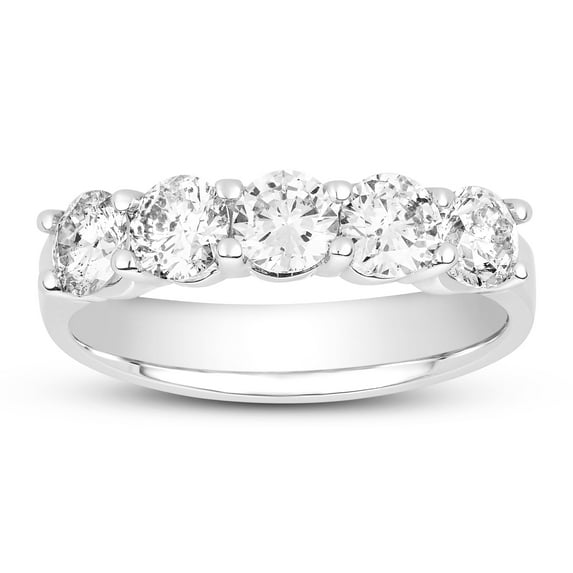 London Fine Jewelry Diamond 5 Stone Anniversary Rings for Women on Solid 14K Gold