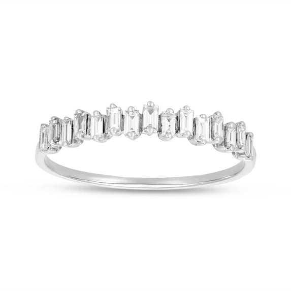 London Fine Jewelry Diamond Rings for Women, 0.30 CT Baguette Cut Real Diamond Wedding Band with 14k Solid Gold and Prong Setting, H Color, SI1-SI2 Clarity