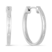 LONDON FINE JEWELRY Huggie Earrings for Women, Gold Hoop Earrings Studded with 0.10 CTW Round Cut Diamonds of H-I Color and SI1-SI2 Clarity, 14K Gold Huggie Earrings with Hinged Hoop