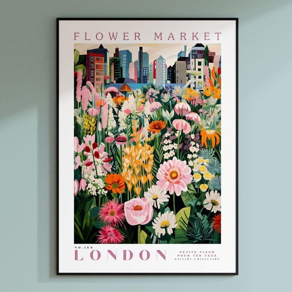 London Flower Market Print London Travel Flower Market Art Botanical Wall Art Trendy Floral ...
