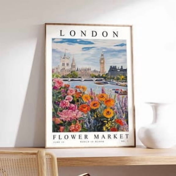 London Flower Market Travel Poster, Poster Home Decor, Poster Only