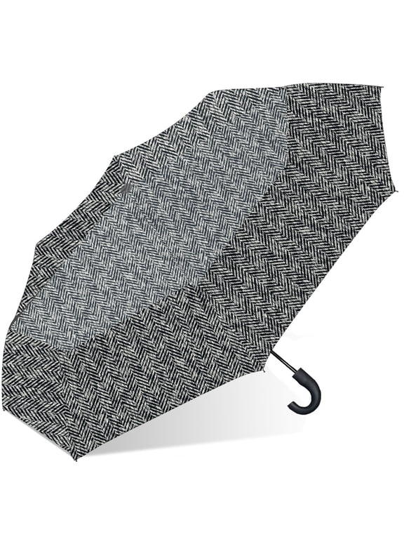 Automatic Open Close Rain Umbrella with Curved Handle, OffWhite
