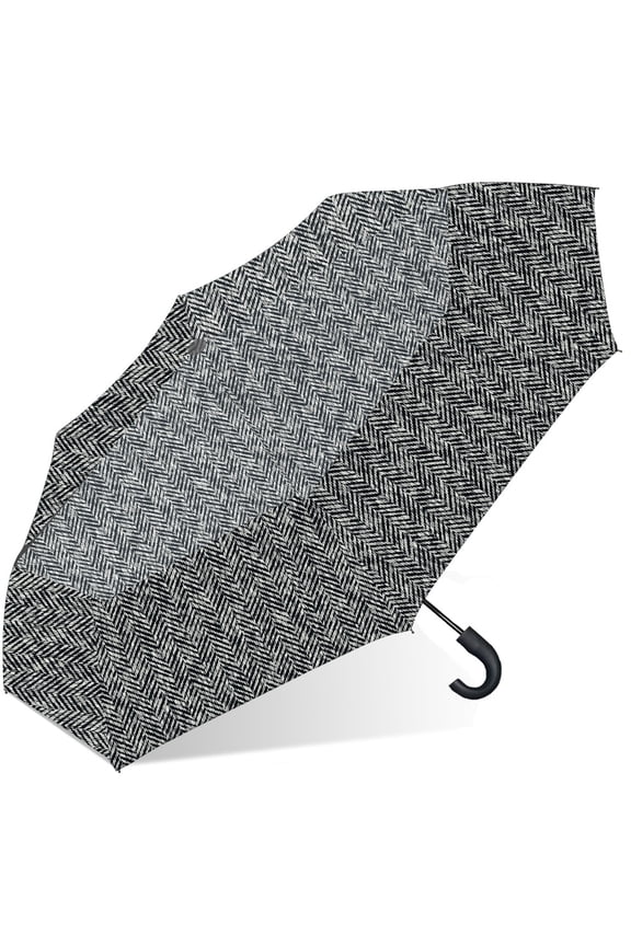 Automatic Open Close Rain Umbrella with Curved Handle, OffWhite