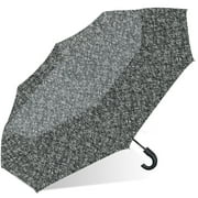 London Fog Automatic Open Close Rain Umbrella with Curved Handle, OffWhite