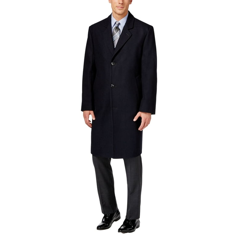 London Fog Big and Tall Signature Wool-Blend Overcoat, Black, 52R London Fog Big and Tall Signature Wool-Blend Overcoat, Black, 52R