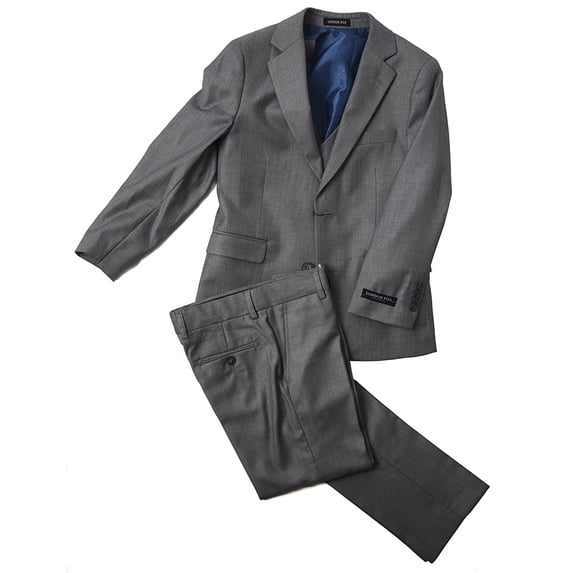 London Fog Boy's Modern Fit 3-Piece Formal Luxury Suit Set - Light Grey - 5