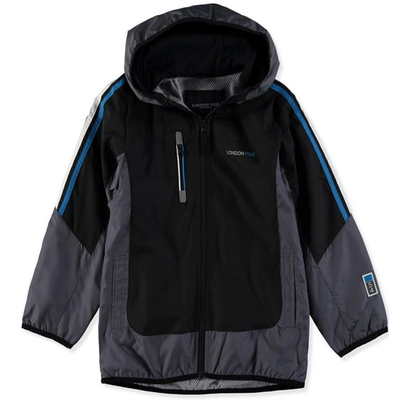 London Fog Boys 4-7 Hooded Spring Jacket(Black 7)