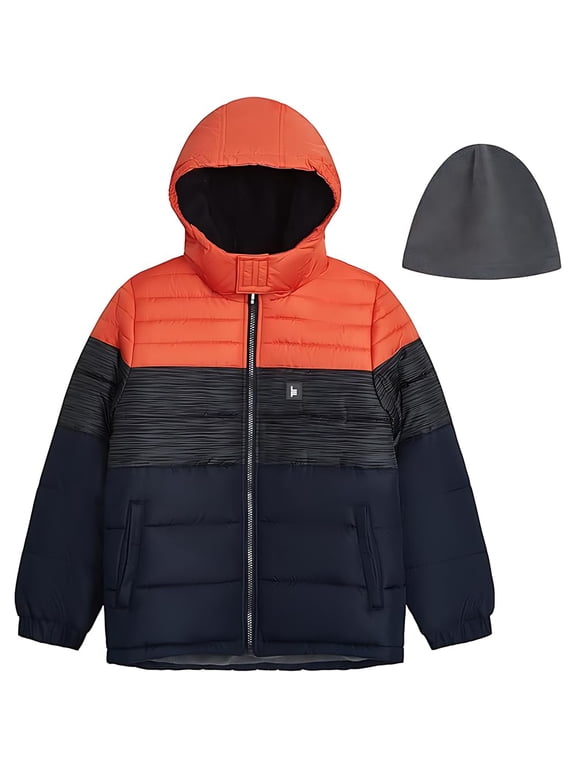 Boys' Little Active Puffer Jacket Winter Coat, Orange Night, 5-6