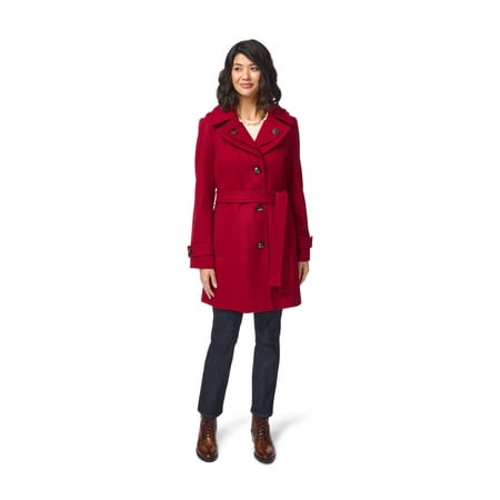 London Fog- Double Collar Wool Trench- Red- XL