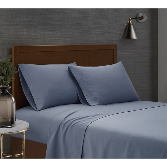 London Fog Garment Wash Solid Sheet Set Blue King