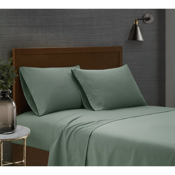London Fog Garment Wash Solid Sheet Set Green King