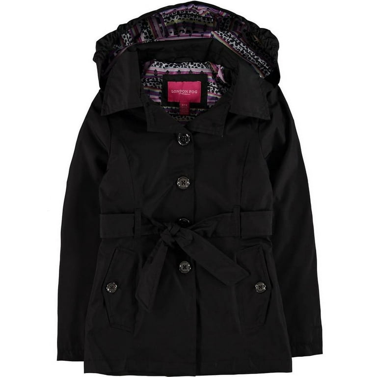 London Fog Girls 7 16 Belted Trench Coat Black Small 8