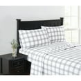 thumbnail image 1 of London Fog Grey Plaid Queen Flannel Sheet Set, 1 of 4