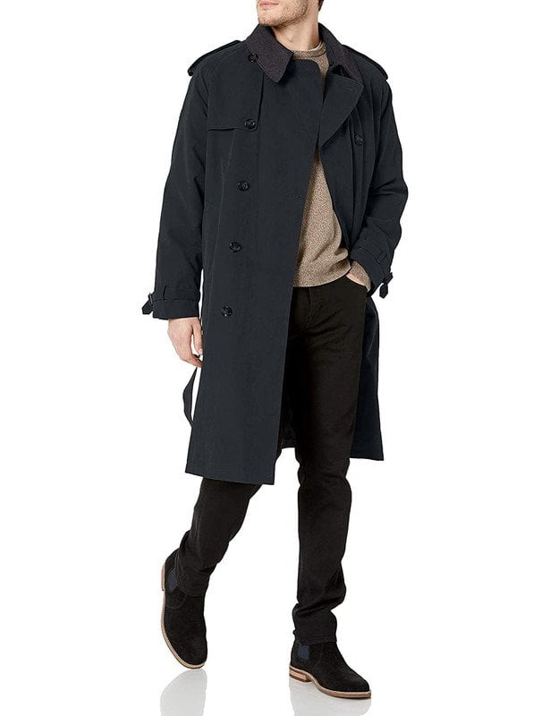 London Fog Men's Iconic Double Breasted Trench Coat, Charcoal, 54R