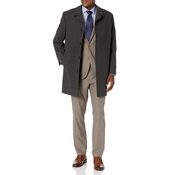 London Fog Mens Wool Blend Single Breasted Top Coat