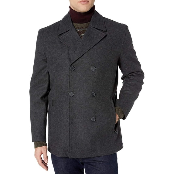 London Fog Men's Wool Blend Double Breasted Pea Coat