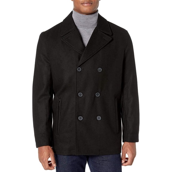 London Fog Men's Wool Blend Double Breasted Pea Coat