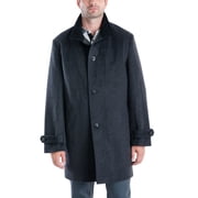 London Fog Mens Top Coat Charcoal Button-Up Stand-Collar Gray 38S