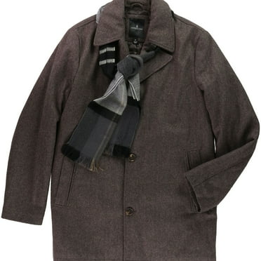London Fog Mens Wool-Blend With Scarf Pea Coat, Brown, Big & Tall, LT