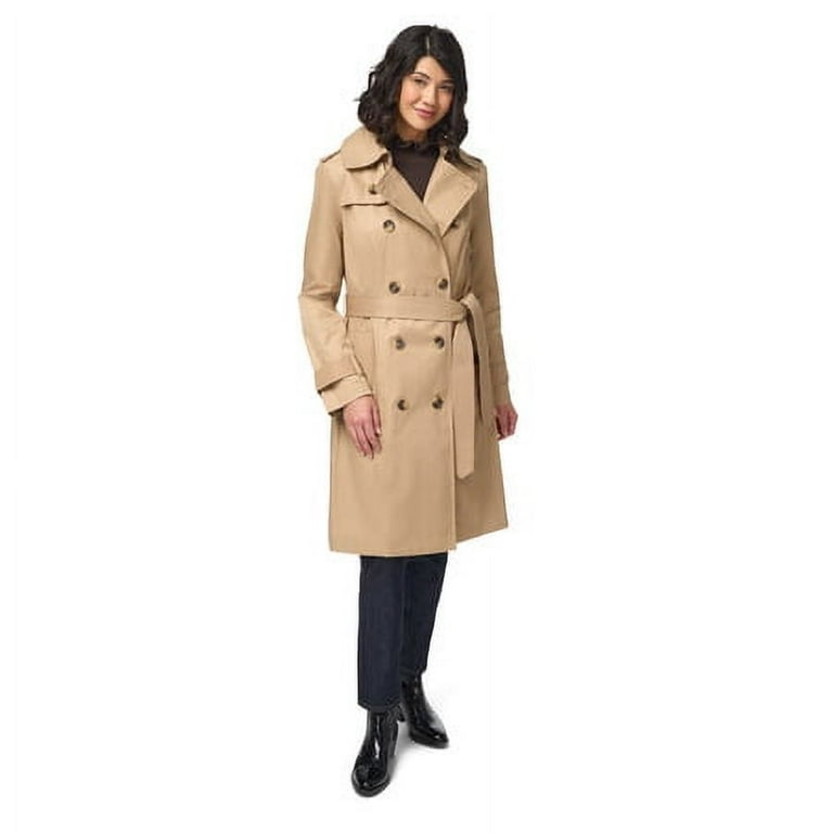 London fog missy waist belt hooded trench best sale coat