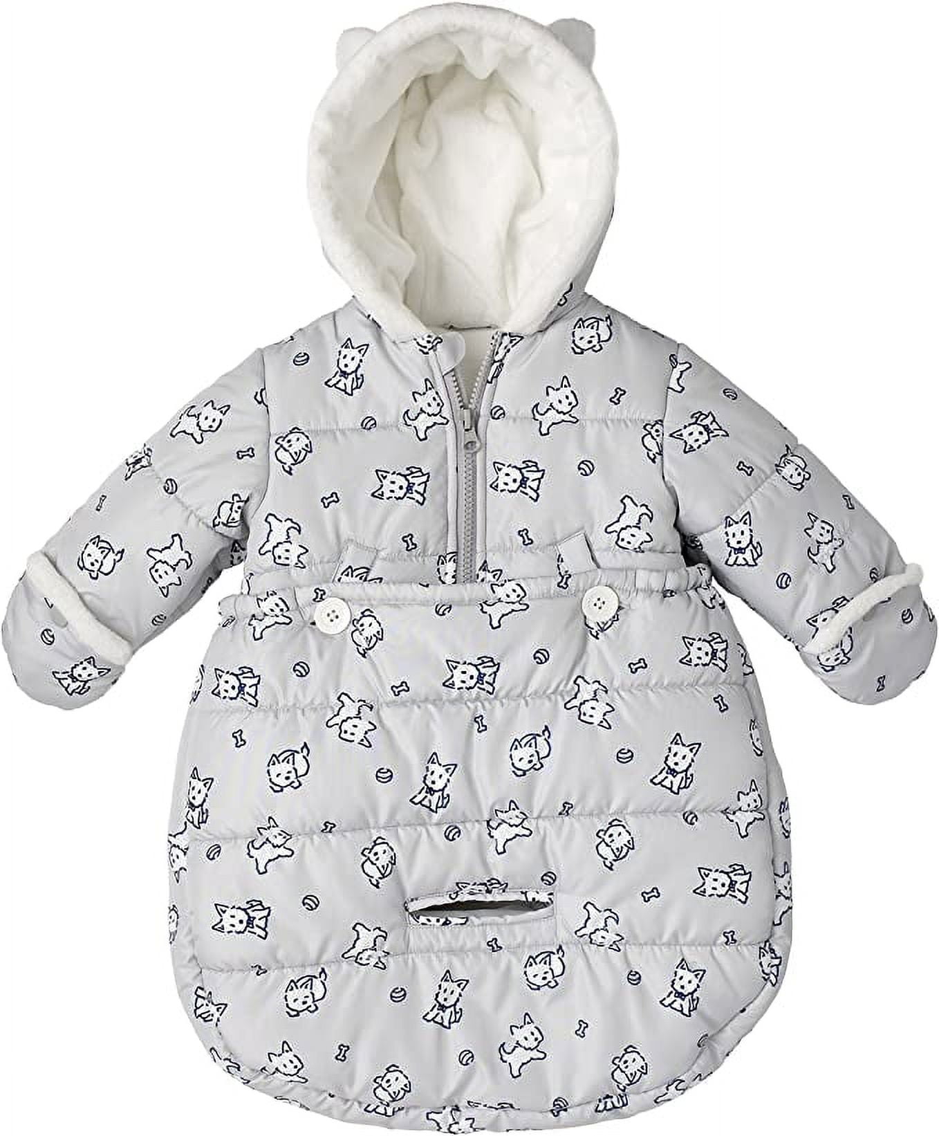 London Fog Newborn Infant Baby Girl Boys Puffer Carbag Pram Bag Snowsuit  Bunting (0/6M, Gray)