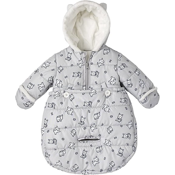 London Fog Newborn Infant Baby Girl Boys Puffer Carbag Pram Bag Snowsuit Bunting (0/6M, Gray)