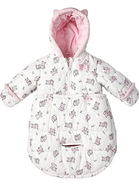Newborn Infant Baby Girl Boys Puffer Carbag Pram Bag Snowsuit Bunting (0/6M, White)