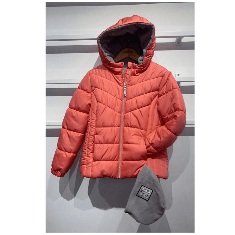 London Fog Quilted Fleece Lined Coat W Beanie Coral 6X Walmart