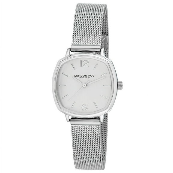 London Fog Silver 26mm Hexagon Case Mesh Strap Watch