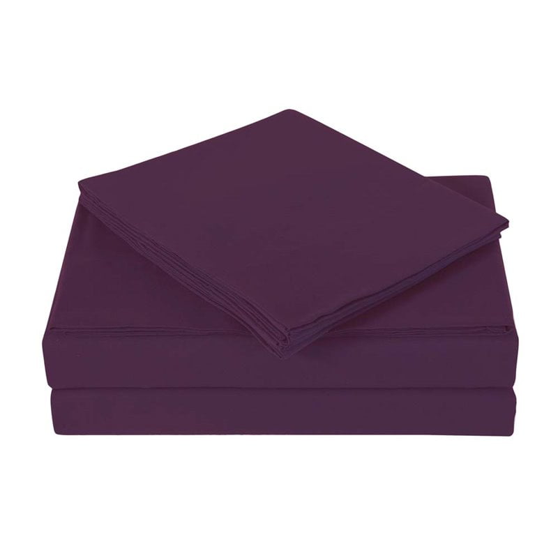 London Fog Solid Deep Purple Bedding Sheet Set