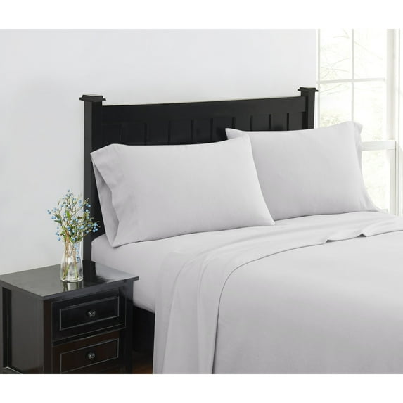 London Fog Solid Grey Twin Flannel Sheet Set