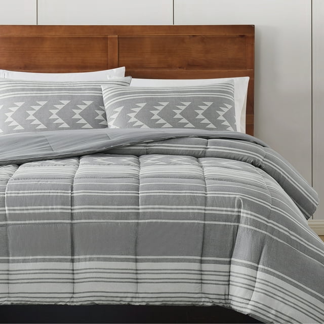 London Fog Supply Grey 4Piece Garment Washed Comforter Set, King