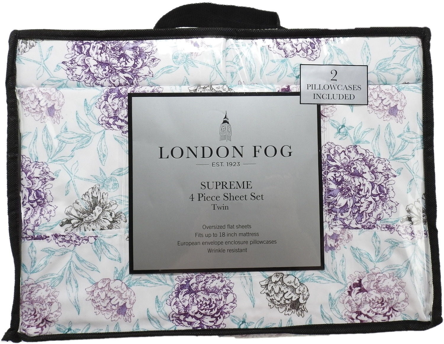 London Fog Supreme Oversized Twin 4-Piece Sheet Set, Floral/Multi