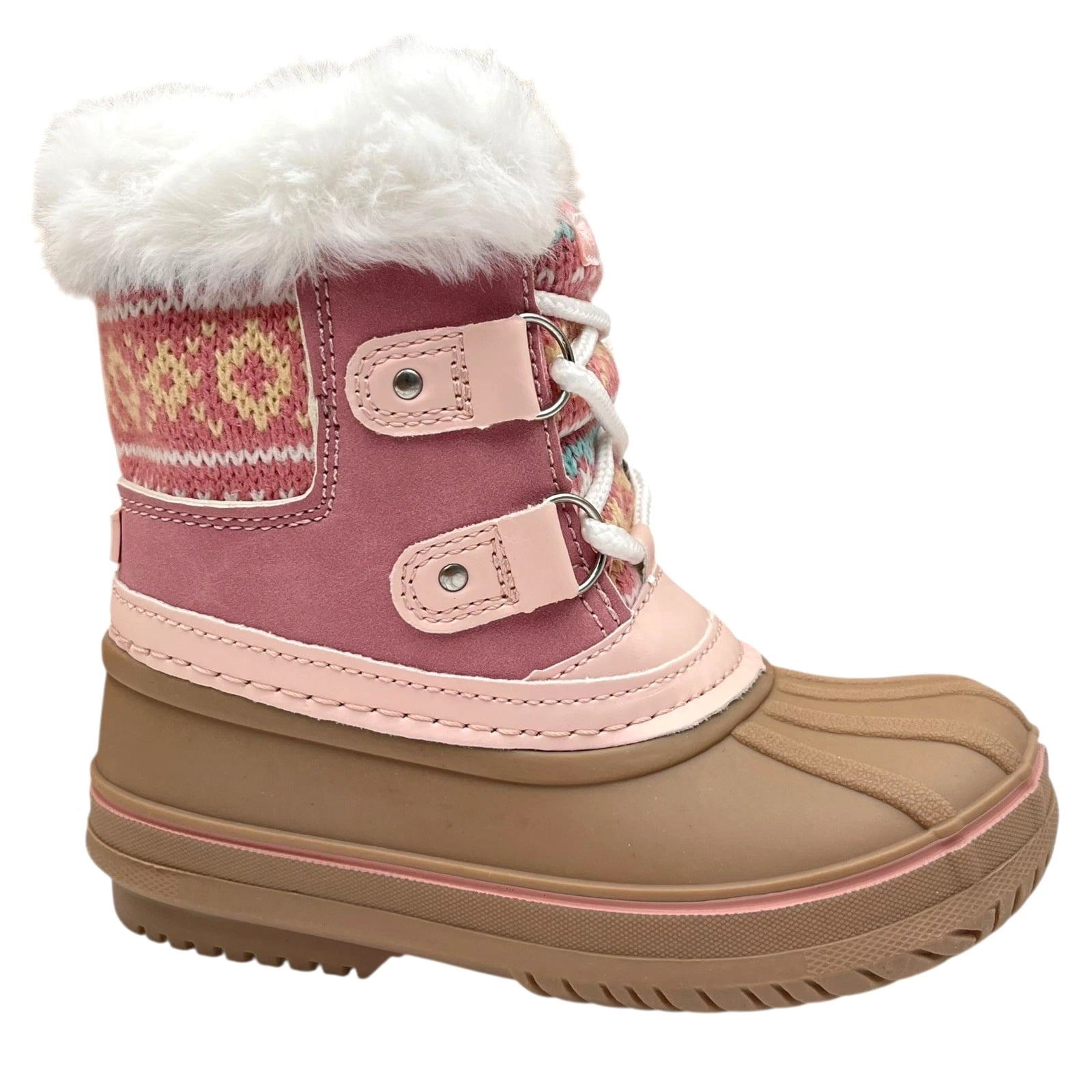 London Fog Toddler Girls Mid-Calf Snow Boots Size 9 Pink-Tan 