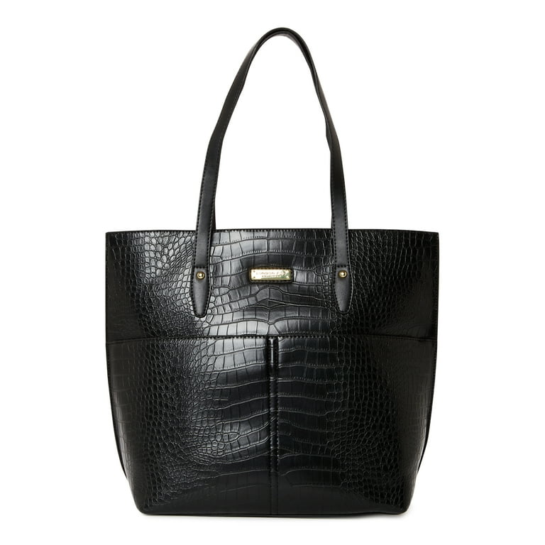 MOCK CROC TOTE BAG - Black