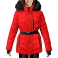 thumbnail image 1 of London Fog Women's Belted Puffer Jacket with Removable Faux Fur Hood (Red, XL), 1 of 2