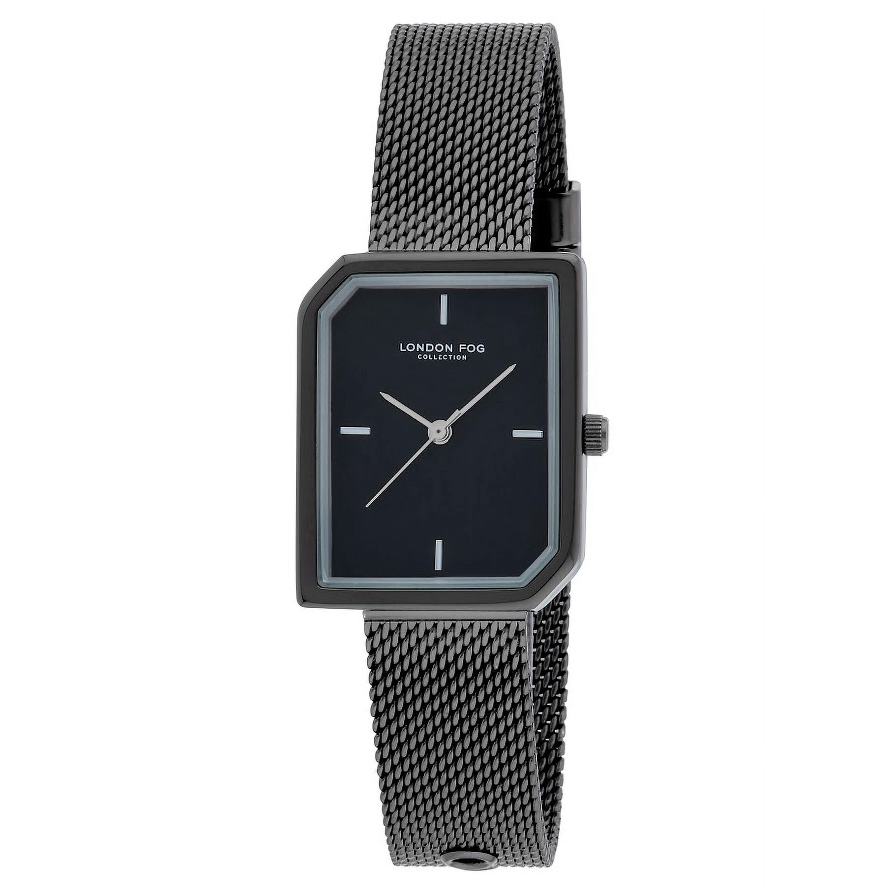 London Fog Black Dial Watch with Silver Case London Fog Silver 26mm Hexagon Case Mesh Strap Watch  main image 2