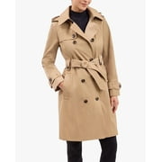 LONDON FOG Women's British Khaki Belted Hooded Trench Coat Jacket