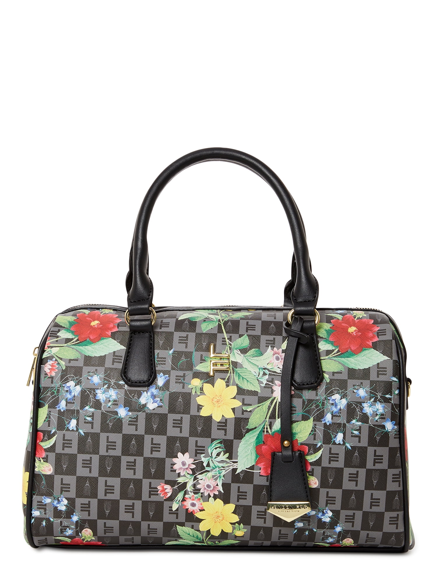 London Fog Women's Calla Signature Satchel Handbag Black